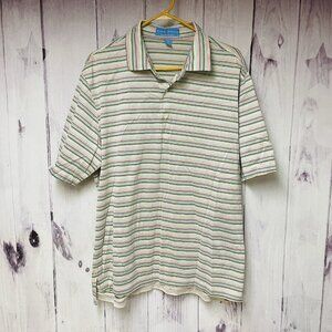 Fairway & Greene Pureformance Short Sleeve Striped Polo Shirt Size Large Mens